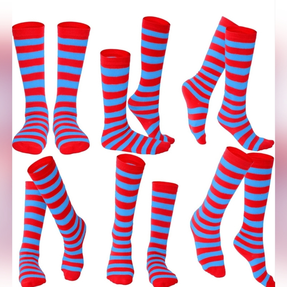 One Size Fits 4-6 Year Kids 6 Pairs Halloween Or Christmas Striped Socks